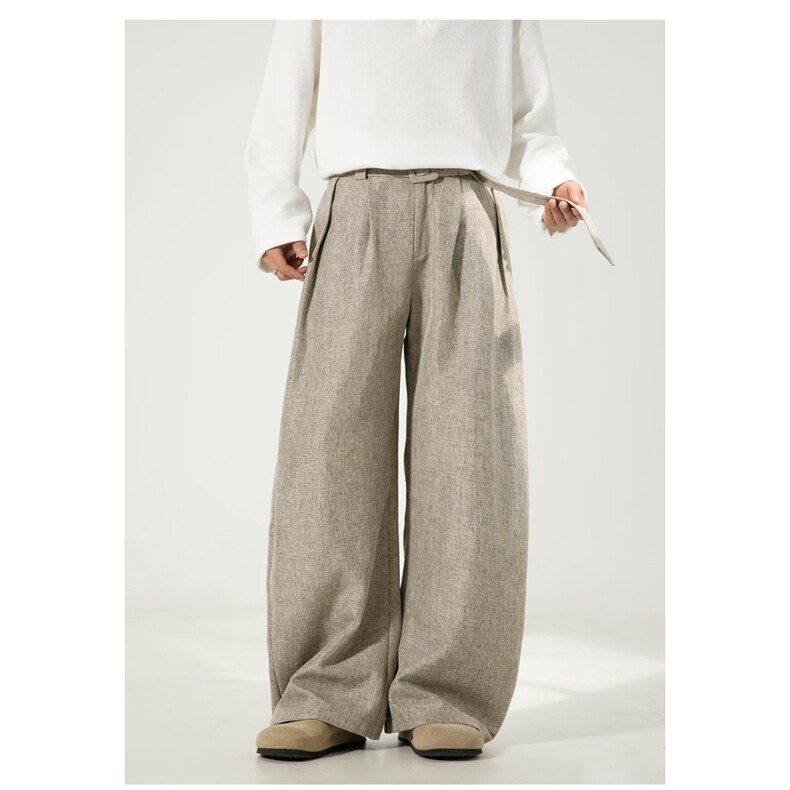 极简老钱风拖地西装裤2025秋冬新款通勤垂感西装裤宽松阔腿裤，男装西服套装，星座813-2