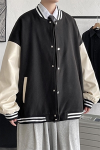 1港风毛呢子休闲宽松潮流棒球服夹克男外套大皂风7423P70控98图片