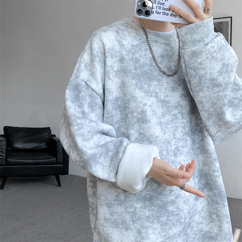 8XL-M美式复古街头风圆领卫衣男特大码上衣套头打底衫WY11P50控68图片