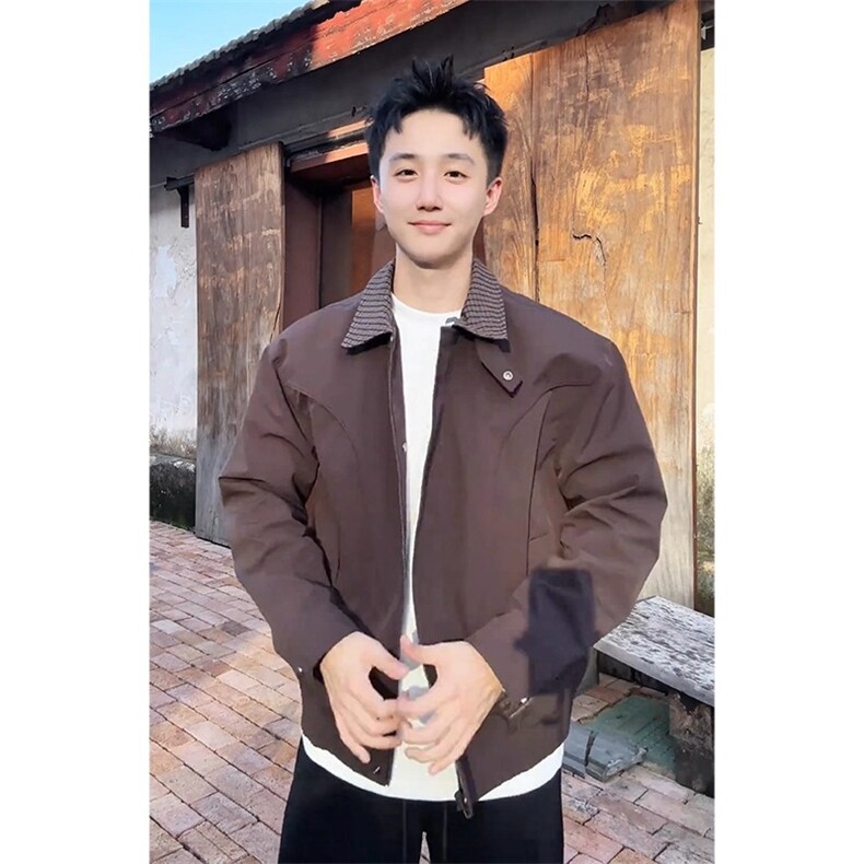 现货~自制 撞色格子翻领工装外套哈灵顿夹克 JK991 P78图片