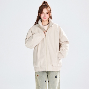 现货美式高街休闲夹克冬季三防立领纯色户外工装加厚棉服外套图片