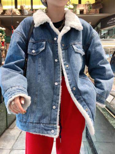 欧版加绒牛仔外套，女装，一杭