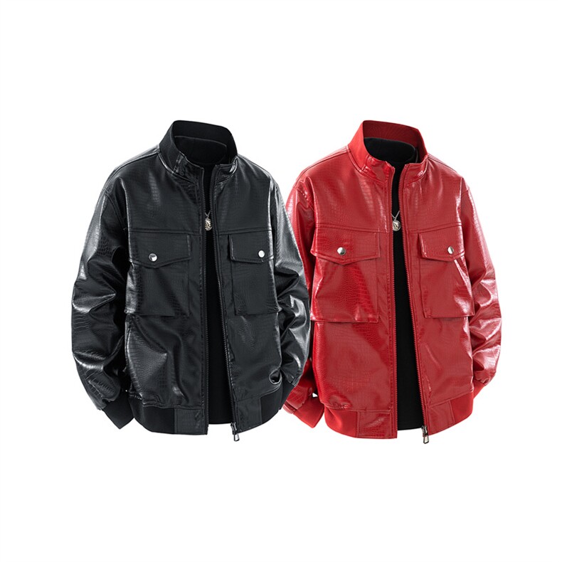 得物二开嘻哈街头机车服男士PU皮衣宽松潮牌外套痞帅JK1193-P78,男装皮衣,星座1103-3