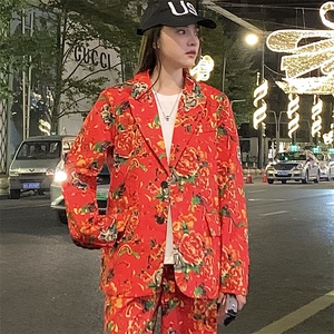 RS1网红同款高质量大码单上衣西装西服婚庆表演出团队服新中式潮图片