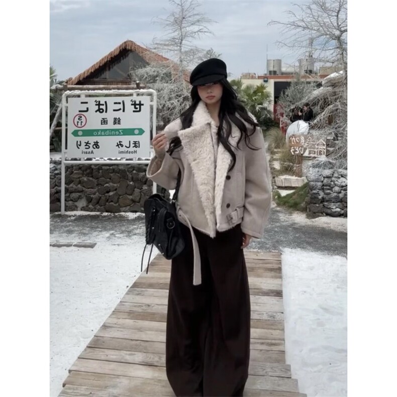 2025秋冬复古做旧座山雕加厚棉服男女宽松解构磨毛高级感毛领外套,男装棉衣,星座506A