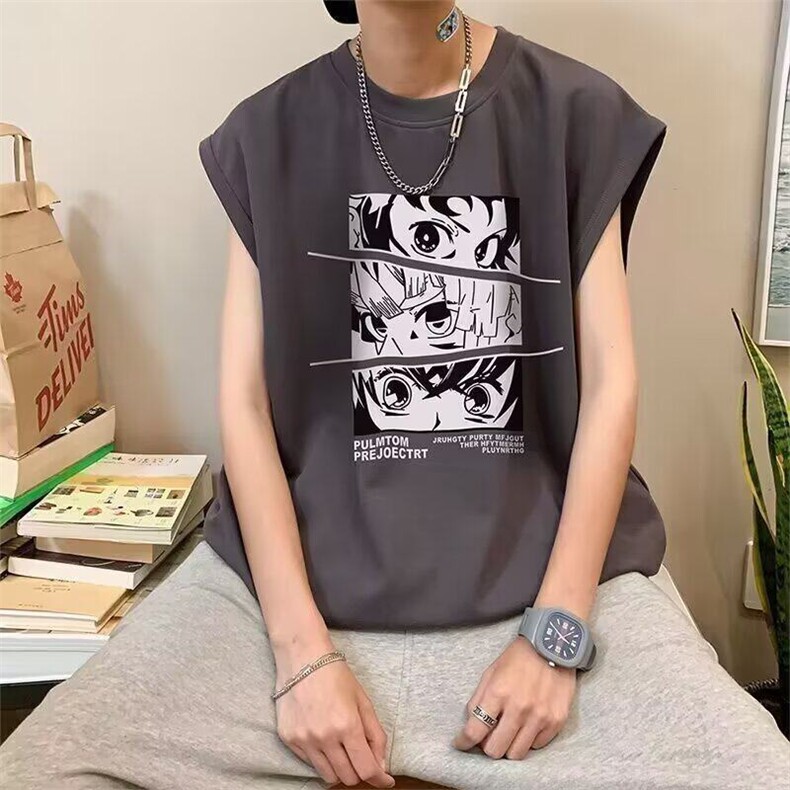 背心男港风夏季新款休闲宽松无袖t恤男装百搭透气运动,男装背心/马甲,星座218-1（原230）