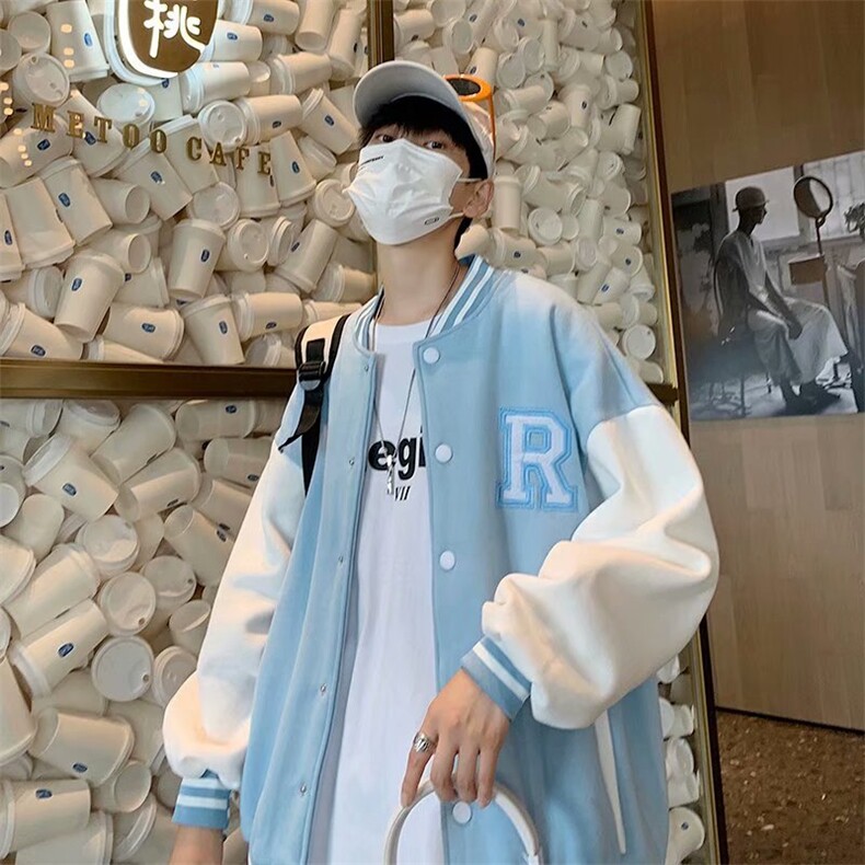 潮牌棒球服男春季韩版ins拼色宽松夹克休闲情侣外套上衣WT033-p40,男装夹克,星座1008