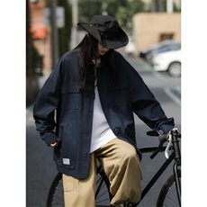 日系工装长袖衬衫男女春秋复古纯色外套潮流多口袋休闲衬衣CS627，男装衬衫，星座601-2