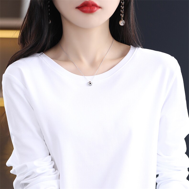 圆领长袖针织衫上衣女T恤日常穿搭细腻精仿2025春洋气内搭打底衫，女装T恤，暖烁羊绒