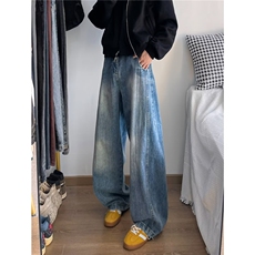 弯刀裤男美式高街复古宽松休闲裤小众廓形解构牛仔裤子RK2402-P53，男装休闲裤，星座412-3