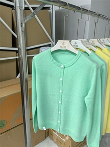 2025年秋季时尚百搭通勤简约休闲圆领开衫，女装羊绒衫，麦德绒