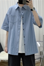 男士韩版流行帅气百搭夏季新款休闲五分短袖工装衬衫W717-P30，男装T恤，星座512-2