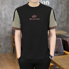 夏季新款拼接短袖圆领时尚休闲青年修身短袖T恤上衣L1311-P30，男装T恤，星座310B-3