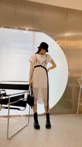 可拆卸两件套连衣裙～白色～SM码，女装连衣裙，LOVELS