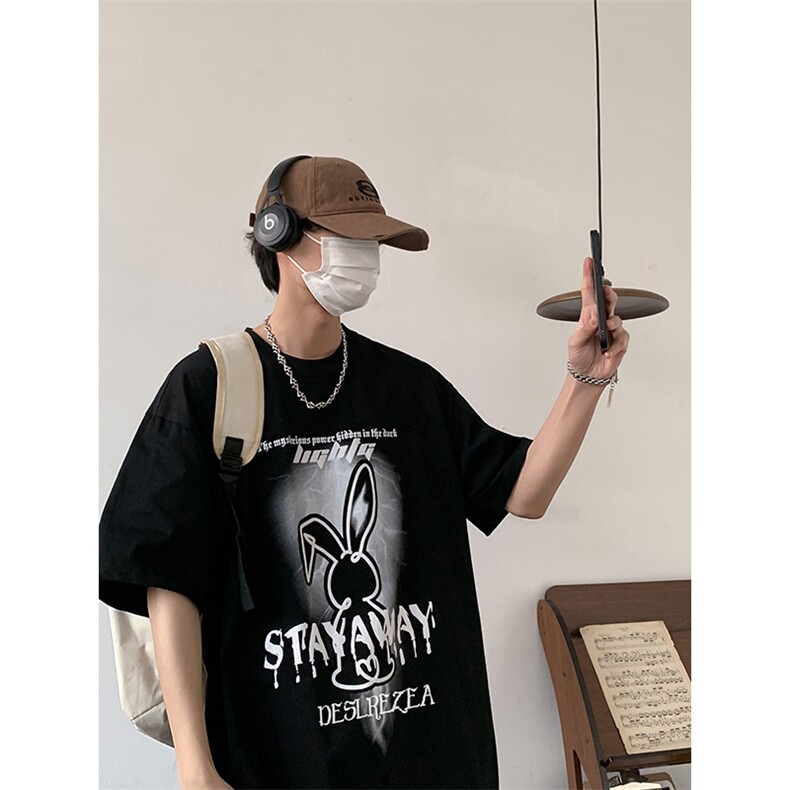 美式高街短袖男士夏2024大码街头印花纯棉XZ225-3-T02-P25控35,男装T恤,星座225-3
