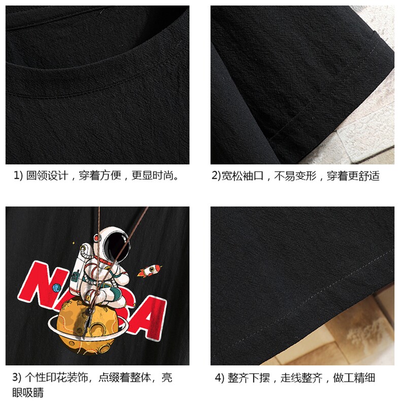 亚麻短袖t恤男大码五分袖男宽松七分袖砖墙挂拍YT26289-P30,男装T恤,电商A040A