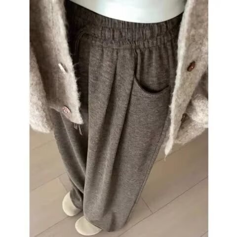 新款简约潮流百搭日系小个子新款慵懒垂感糯米阔腿裤女无品牌原宿,男装休闲裤,星座1210-1