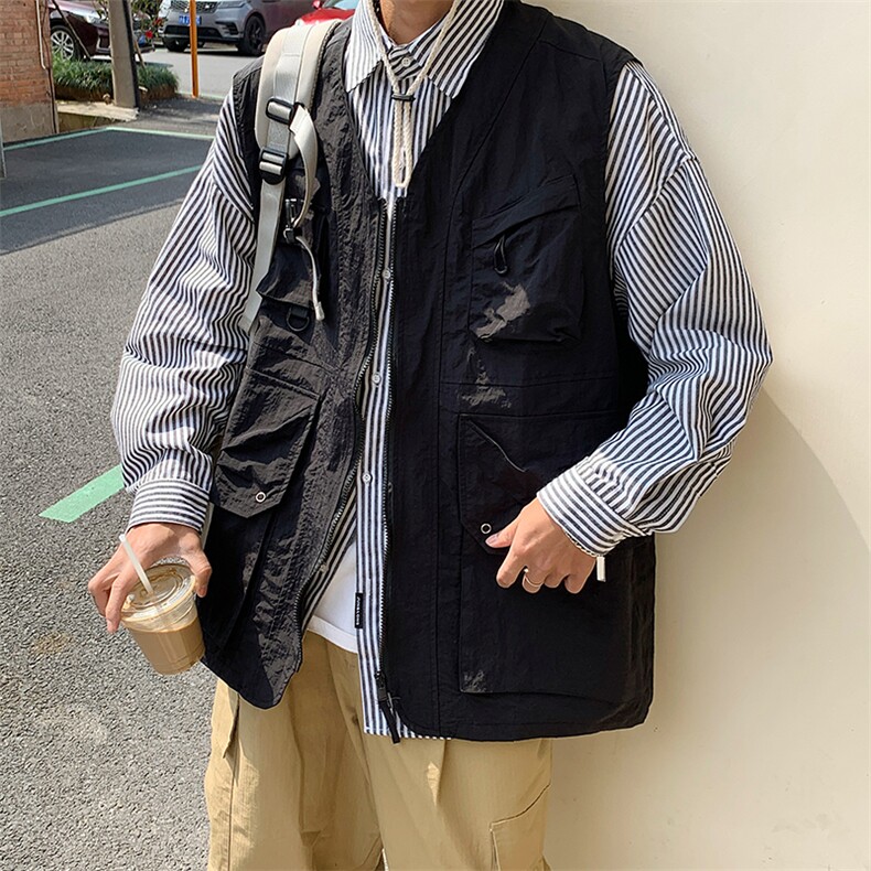 工装马甲男港风潮流多口袋个性帅气2024夏季新款ins外套W4822-P53,男装背心/马甲,星座412-3
