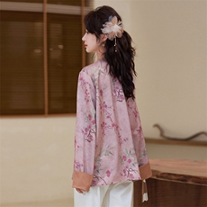 中式国风上衣女2025春秋季新款复古提花宽松休闲优雅减龄气质外套，女装短外套，素月