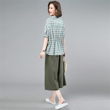 裙裤女夏季2025年新款大码宽松高腰七分阔腿裤妈妈A字薄款休闲裤,女装套装/套裙,奕阳依阁