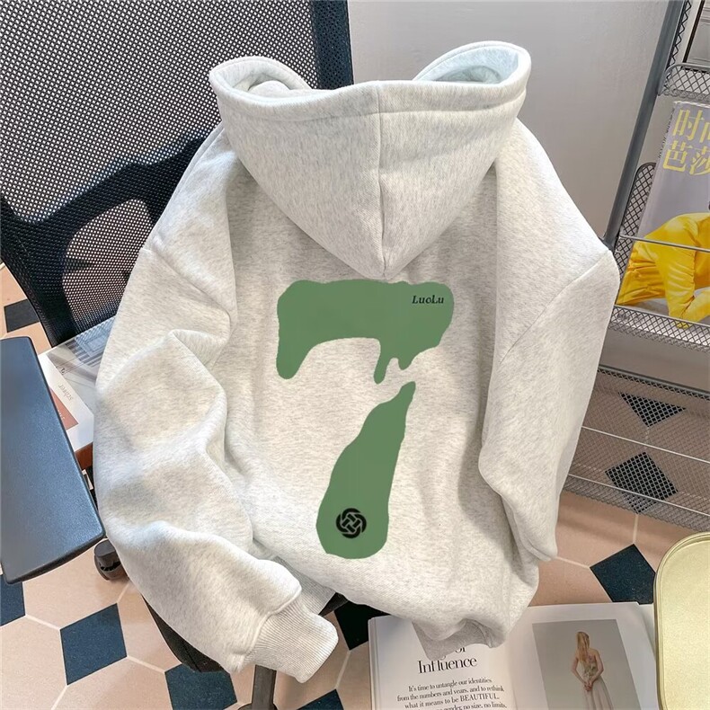 350g华棉潮牌印花连帽卫衣男女休闲春秋宽松时尚上衣5189-P43网图图片