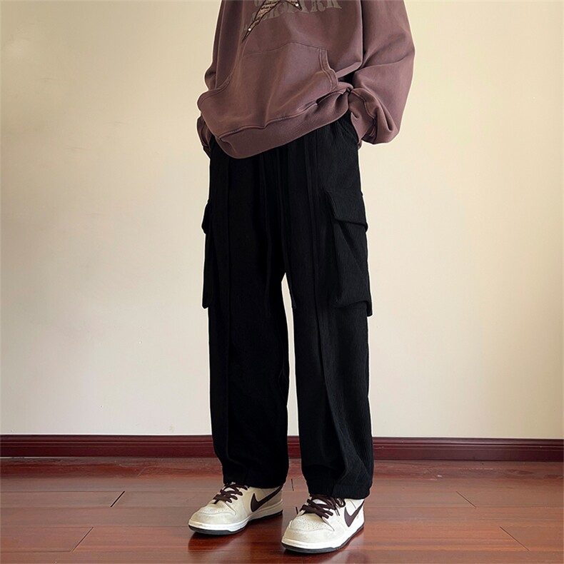 灯芯绒加厚休闲裤Q5298-TP55控价78冬季男生个性大口袋港风长裤,男装休闲裤,电商A102-1