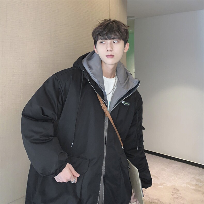 工装棉衣男冬季假两件棉袄潮牌连帽情侣款宽松棉服外套V1237-P99,男装棉衣,星座1008-1