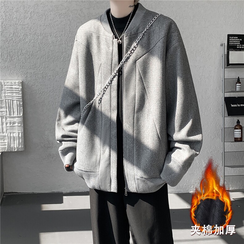 JK1169-特P58加棉TP68重磅呢料解构设计感拼接复古大码痞帅外套,女装短外套,电商A059
