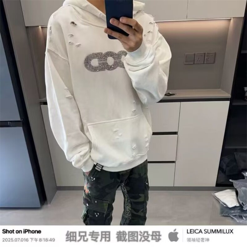 重磅加绒卫衣男女秋冬季新款美式复古上衣潮牌oversize连帽外套图片