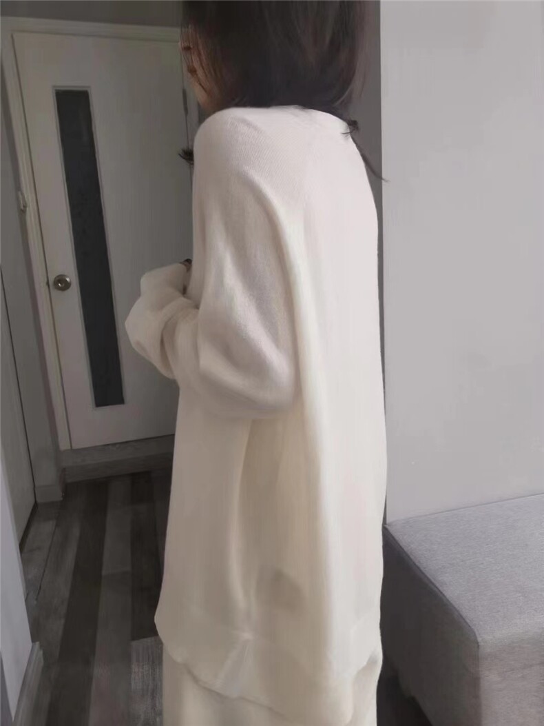 慵懒高级感V领针织衫女春秋温柔软糯宽松粗棒针毛衣,针织衫/毛衣,半城羊绒