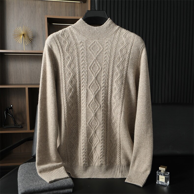 男士秋冬新款百搭纯色简约羊绒圆领，男装羊绒开衫，台绒羊绒