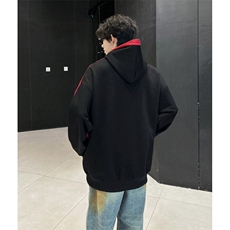 抖音得物二开高品质25春装重磅全棉拼接撞色机车连帽卫衣外套CM50，男装卫衣，电商A486