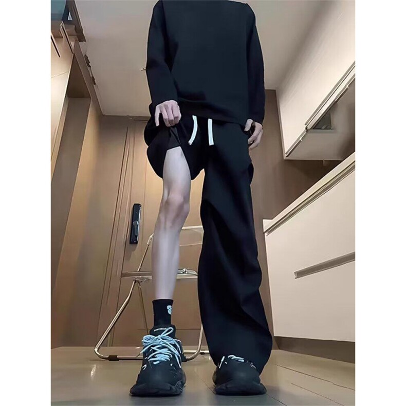 小众褶皱微喇西裤垂感高级感美式弯刀工装裤子男款春夏速干伞兵裤,男装西裤,星座506A