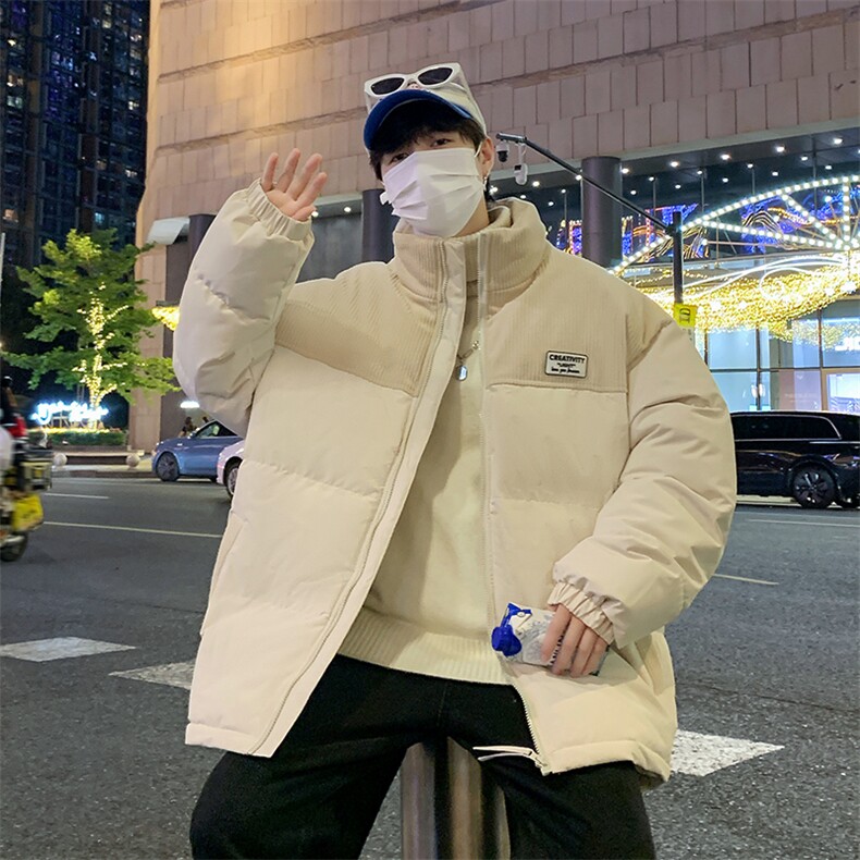 冬季青少年灯芯绒立领拼接外套休闲百搭面包服棉服5302-P78,男装棉衣,电商B306