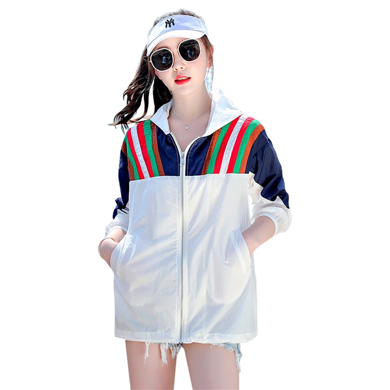 拼接防晒服女款2022年新款夏季薄款宽松外套防晒服女夏防紫外线衫,女装防晒衣,浙宝281
