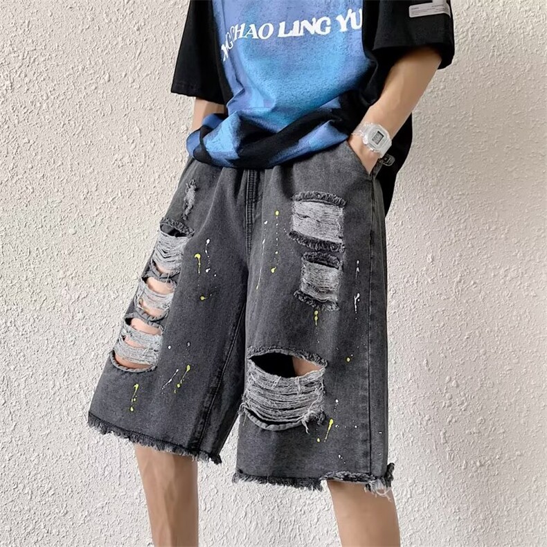 高街牛仔短裤男夏季五分裤H207P36,男装牛仔裤,星座1116-2