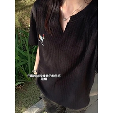 夏季新款腊肠小狗刺绣短袖纯色简约圆领休闲上衣半截袖TD26，男装T恤，星座1116A（原606A-3）