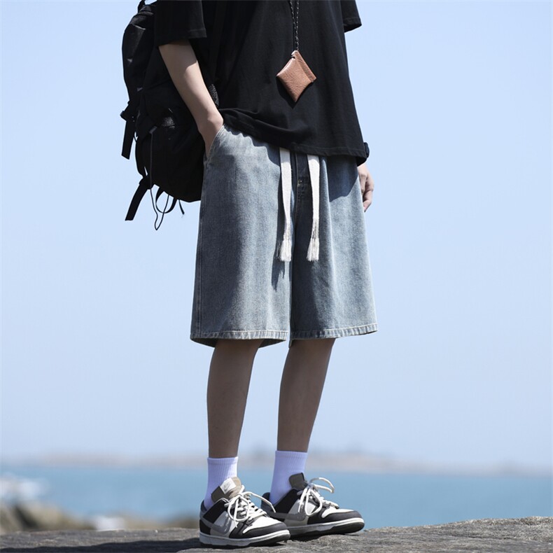港风青少年牛仔夏季宽松休闲潮流百搭五分短裤DK852-特批-34,男装牛仔裤,星座718-1