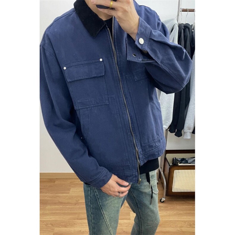 美式复古工装夹克男女秋季cleanfit潮牌撞色宽松休闲外套-Y751,男装夹克,星座601-1