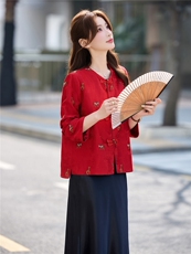 主推现货春装新款新中式简约时尚通列减龄休闲组合套装两件套，女装套装/套裙，韩美纤衣