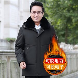 8827/P140 爸爸棉服可脱毛领可脱帽子棉袄中老年外套棉衣男士图片