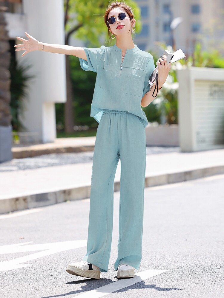 休闲时尚套装女2025夏季爆款小个子气质减龄宽松显瘦遮肉两件套潮,女装套装/套裙,梦依杭