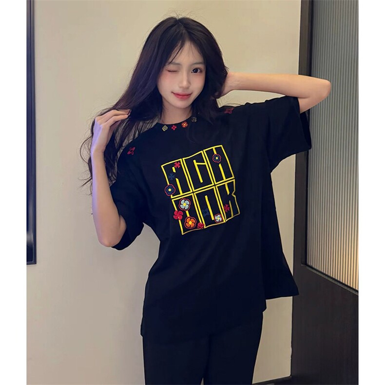 万针全刺绣工艺抖音得物高品质260克重磅纯棉双纱美式高街短袖T恤,男装T恤,电商A486-1