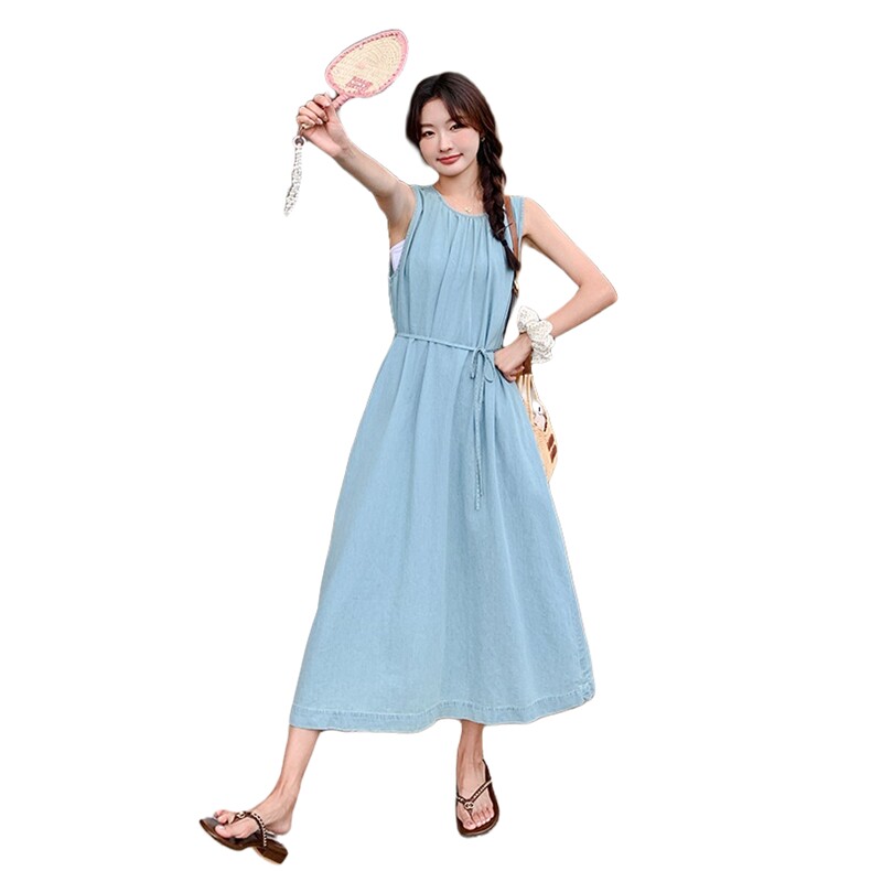 2024新款夏装天丝无袖长款牛仔连衣裙212A-8840-P115-K169,女装连衣裙,浙宝212A