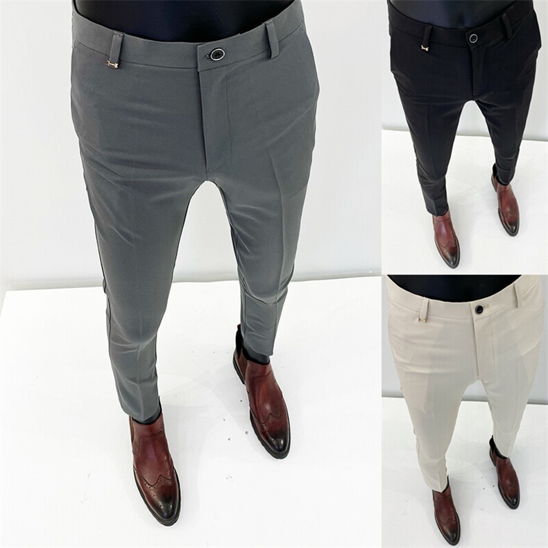春季西裤男修身直筒高级感商务休闲裤男士裤长裤915九分9159—P55,男装西裤,电商B368