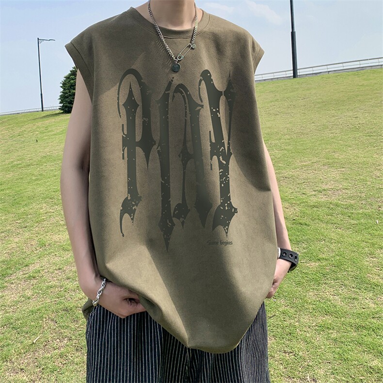 量大优可提供视频2024夏季美式麂皮绒背心D223A-BP2417-P18，男装背心/马甲，电商019-1