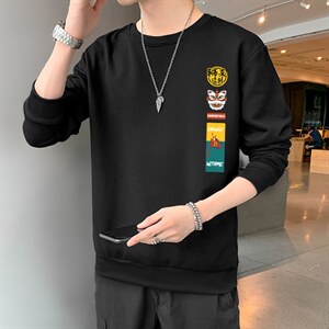 跑量卫衣男22秋季打底上衣潮流韩版宽松T恤时尚百搭长袖W100图片