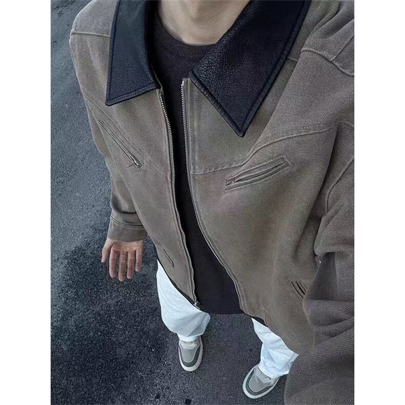 网图有货底特律夹克男女春秋巴恩风解构拼接翻领外套A1197-P70,男装夹克,星座1505