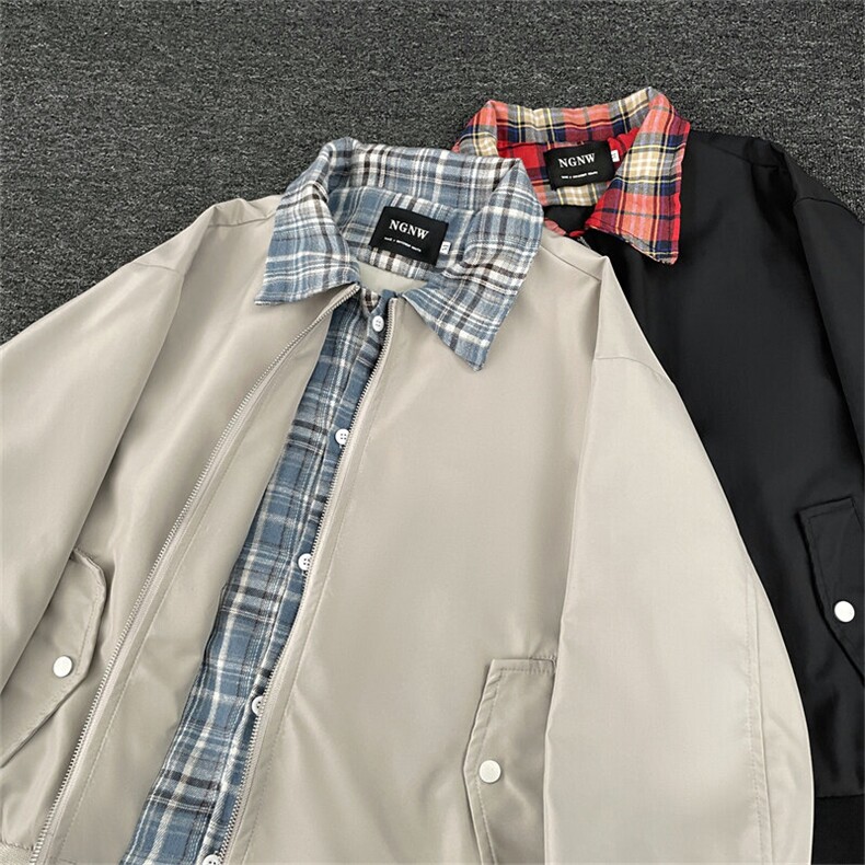 假两件外套男女生春秋季新款拼接撞色宽松飞行服夹克JKY6633-P70,男装夹克,星座302B