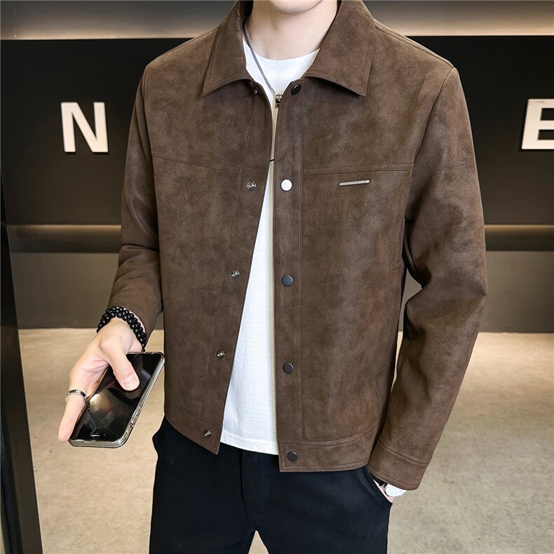 2026新款春季麂皮男士外套潮牌机车皮夹克A313-9975-P145188,男装夹克,电商A313